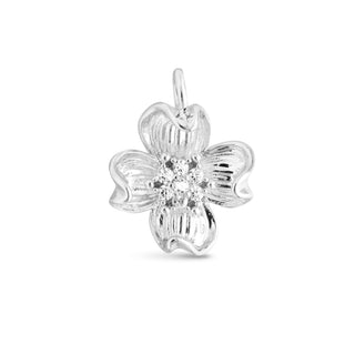 Silver CZ Dogwood Flower Charm