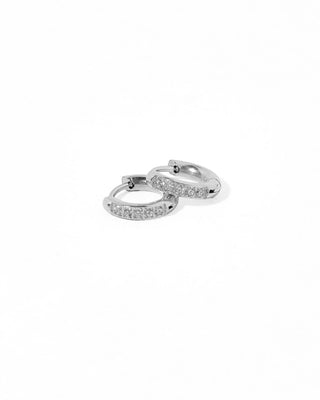 Scarlett CZ Huggie Hoop Earrings – 8mm Silver Tone