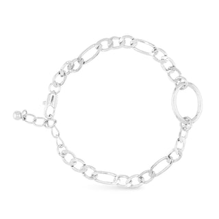 Silver Figaro Chain Charm Bracelet