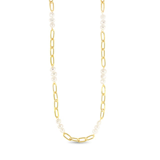 Gold Pearl And Link Necklace