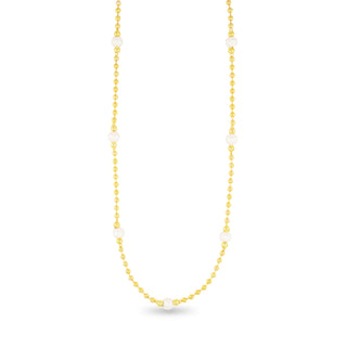 Gold Pearl And Beaded Chain Necklace