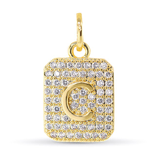 Gold CZ C Initial Charm