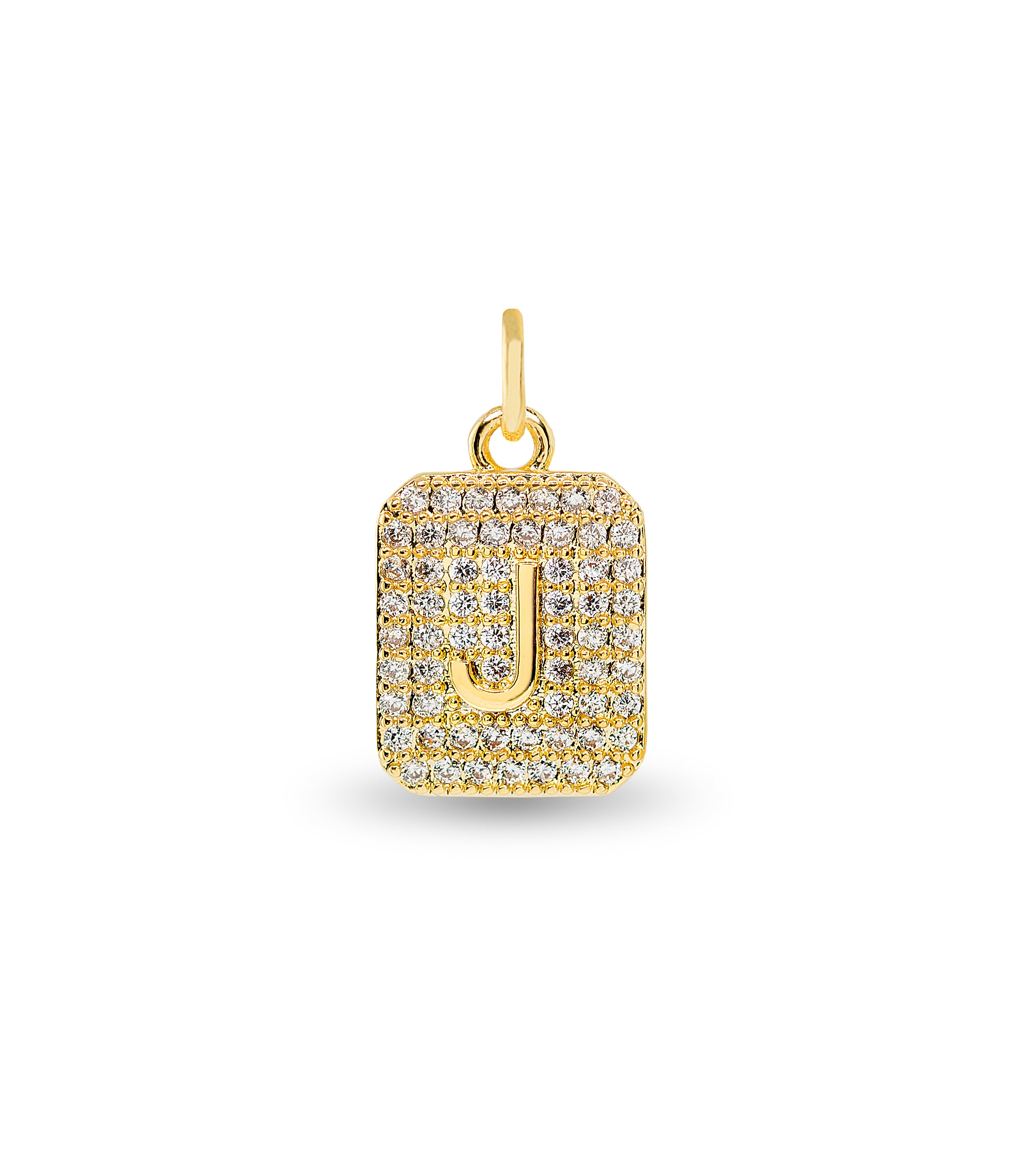 Gold CZ J Initial Charm