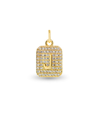 Gold CZ J Initial Charm