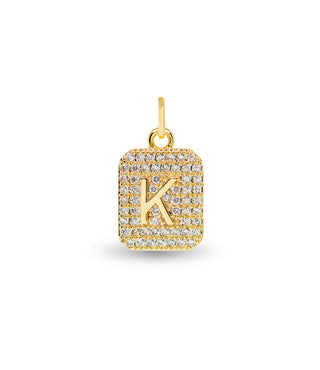 Gold CZ K Initial Charm