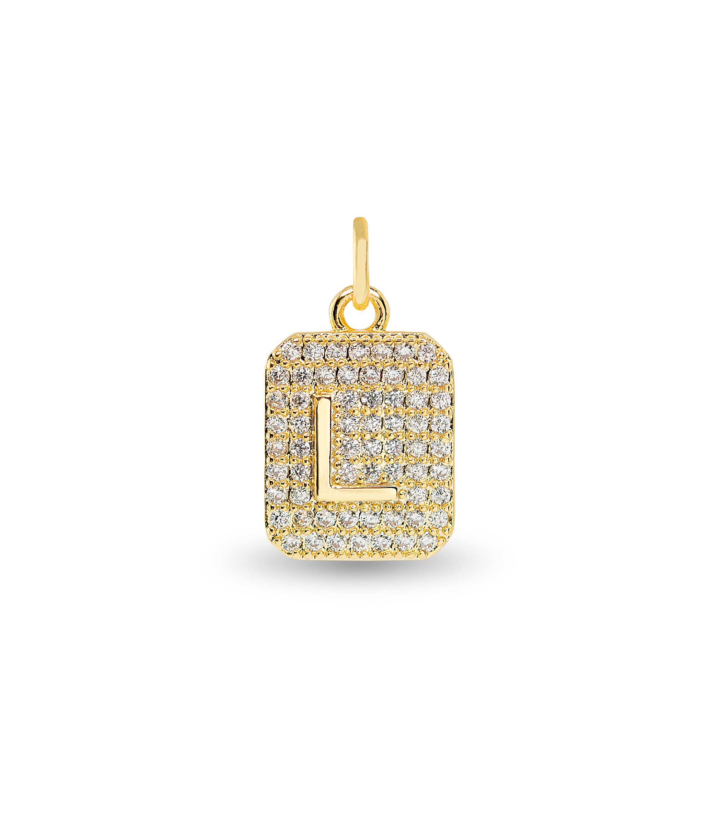 Gold CZ L Initial Charm