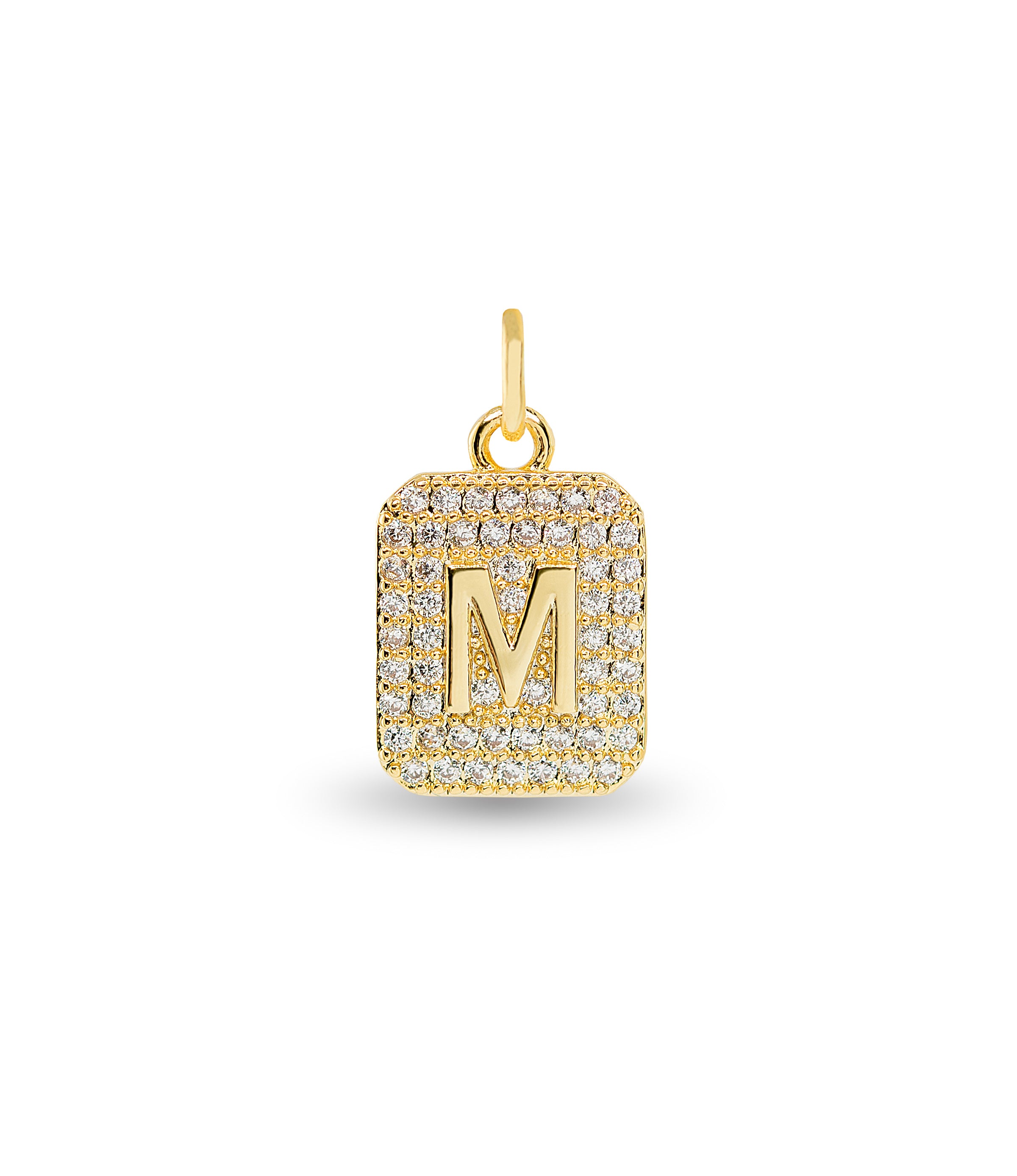 Gold CZ M Initial Charm