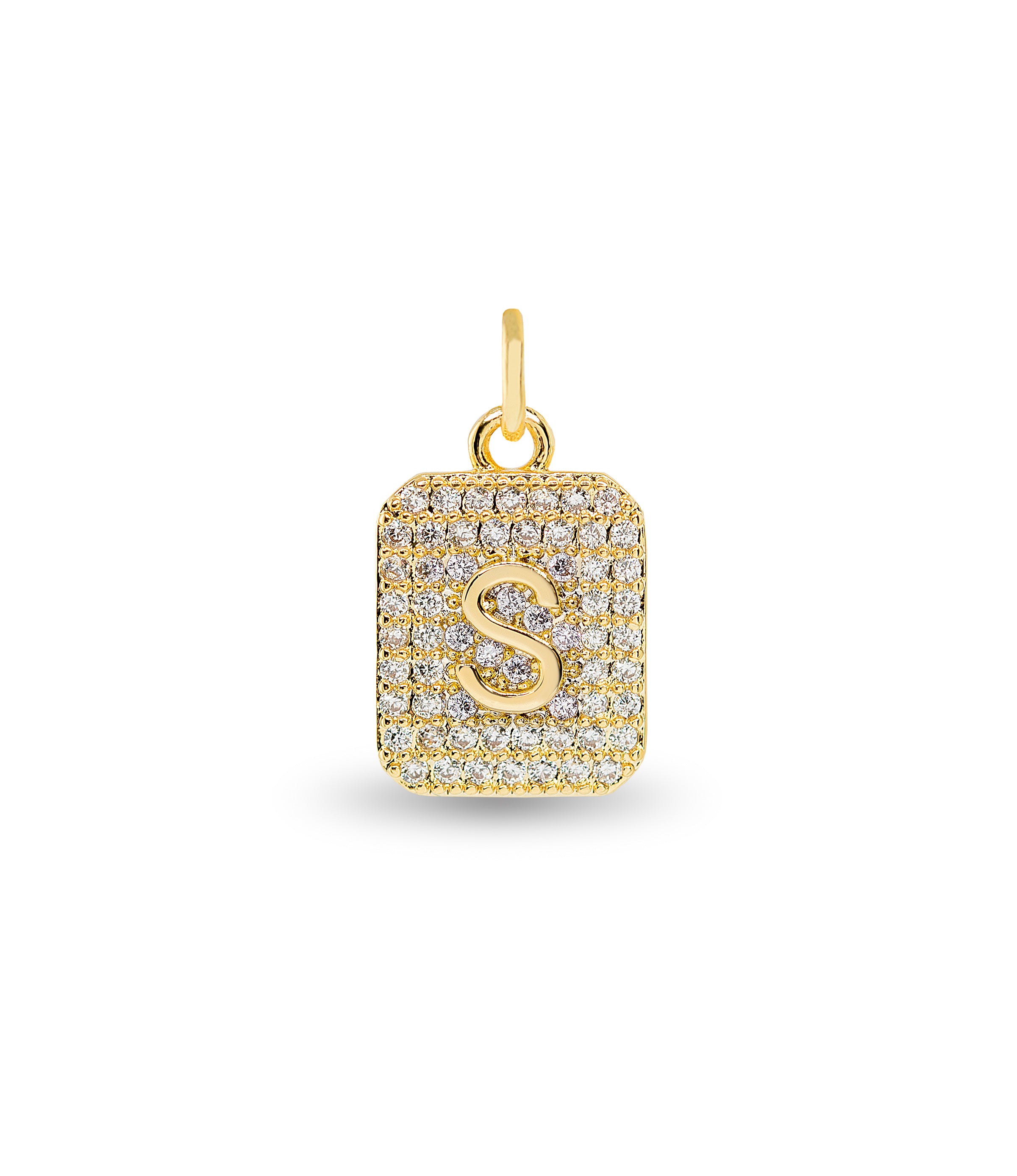 Gold CZ S Initial Charm