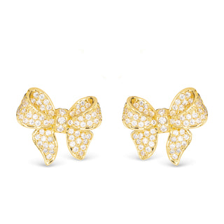 Gold CZ Bow Earrings