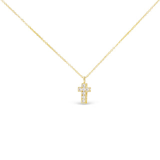18K Gold-Dipped Small Framed CZ Cross Necklace