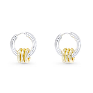 Mixed Metal Polished Huggie Hoop Earrings
