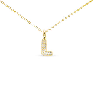 Gold CZ Large Initial Necklace - L
