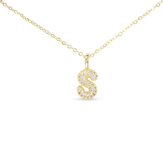 Gold CZ Large Initial Necklace - S
