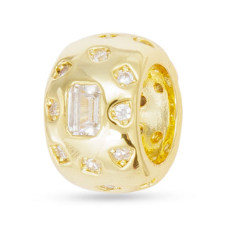 Gold-Dipped Wide Round CZ Charm