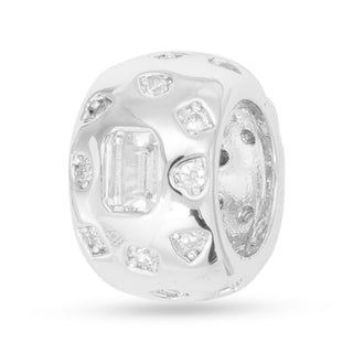 Silver-Dipped Wide Round CZ Charm