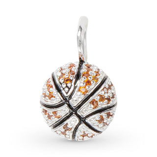 Silver-Dipped CZ Basketball Charm