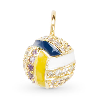 18K Gold-Dipped CZ Volleyball Charm