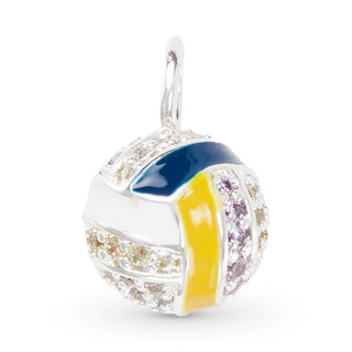 Silver-Dipped CZ Volleyball Charm