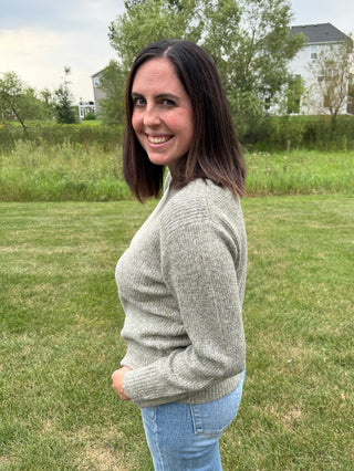 Women's Ribbed Loose Fit Crew Neck Sweater
