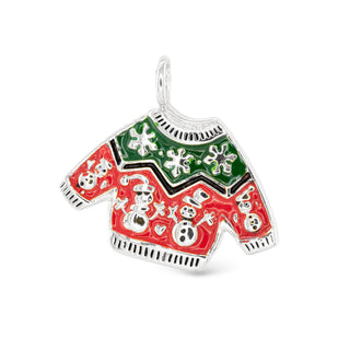 Christmas Sweater Silver-Tone Charm