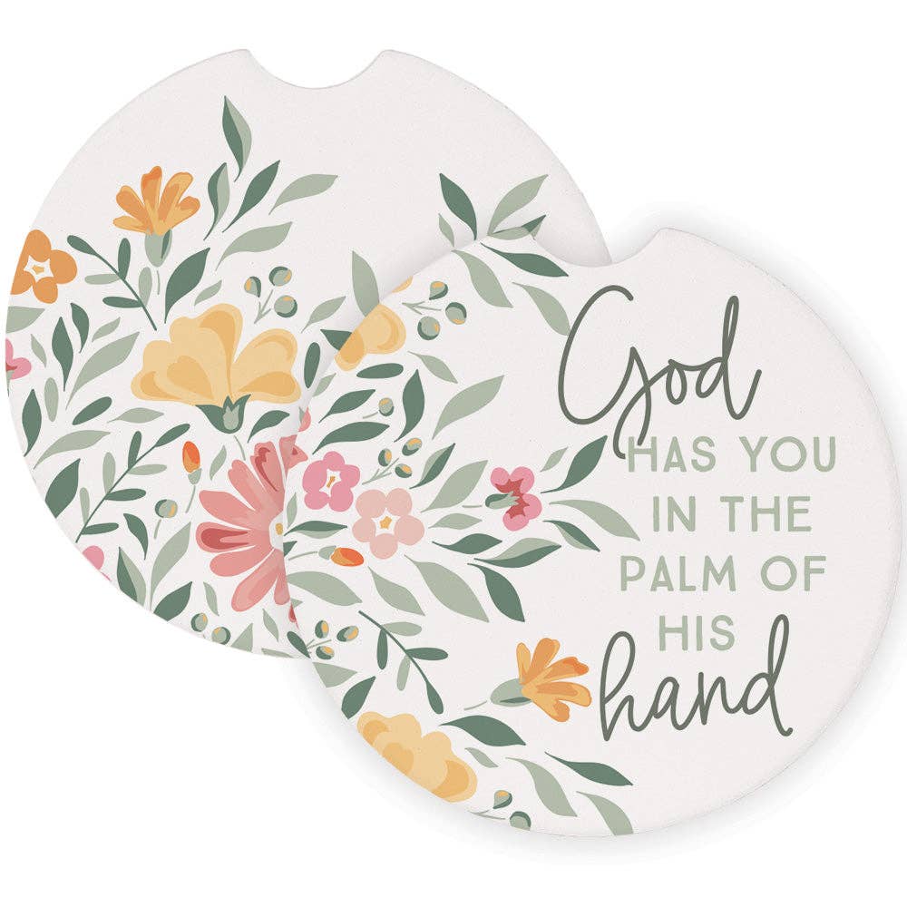 God Palm Hand Flowers Car Coasters
