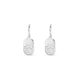 Paw Print Dog Tag Silver-Dipped Earrings