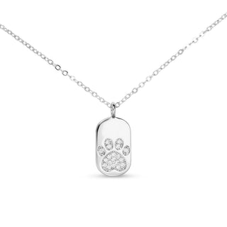Paw Print Dog Tag Sterling Silver-Dipped Necklace