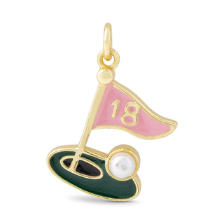 Golf Ball & Pink Flag 18K Gold-Dipped Charm