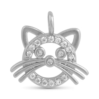 Cat Face Sterling Silver-Dipped Charm