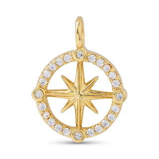 Compass 18K Gold-Dipped Charm with Cubic Zirconia