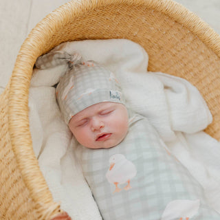 Baker Goose Print Knit Swaddle Blanket