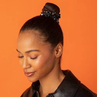 Ruched Satin Scrunchie 5-Pack — Ghosts & Pumpkins