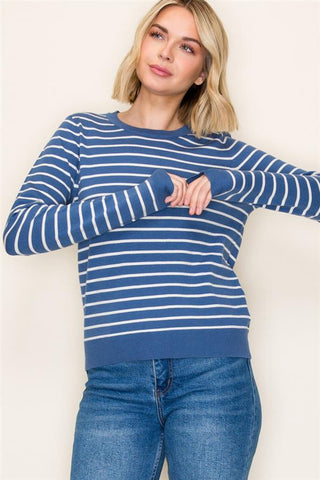 Women's Basic Striped Pullover Sweater