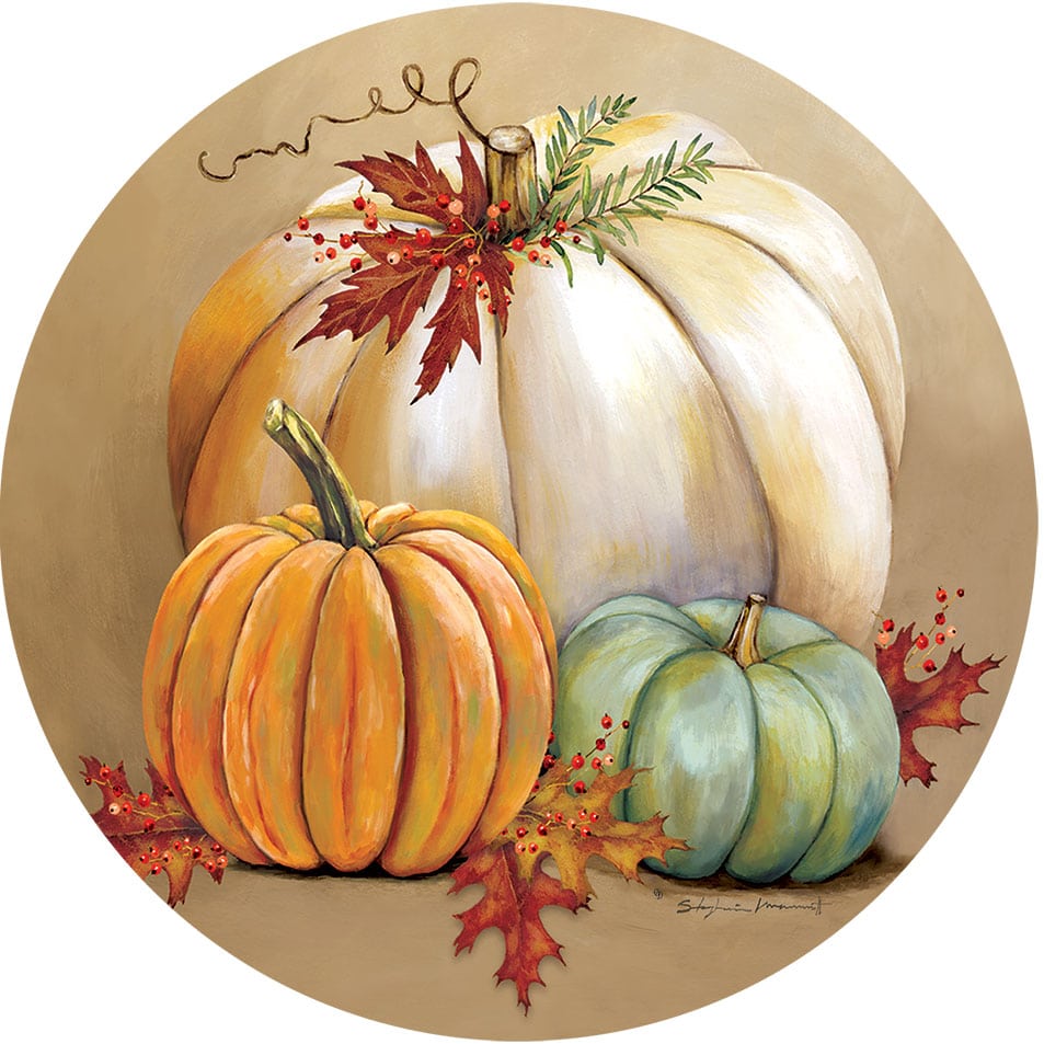 Pumpkin Trio 6" Round Accent Magnet