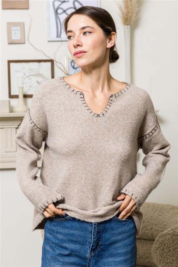 Blanket Stitch Detail Sweater