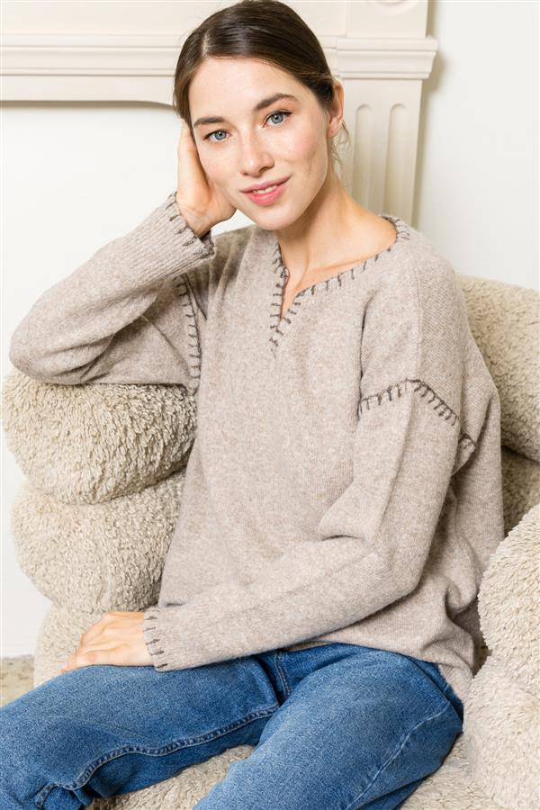 Blanket Stitch Detail Sweater