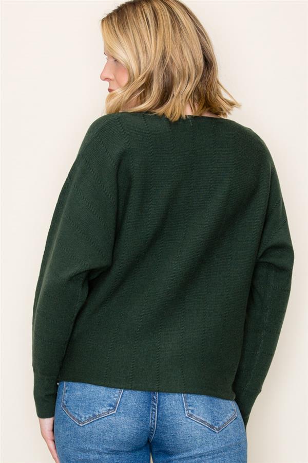 Vertically Textured Dolman Sleeve Sweater