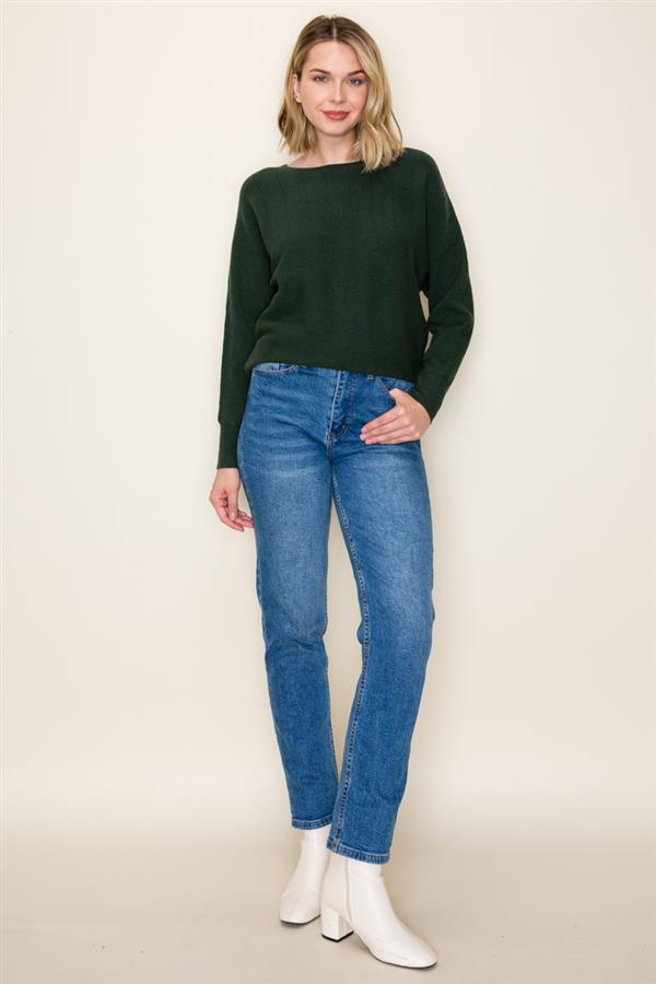 Vertically Textured Dolman Sleeve Sweater
