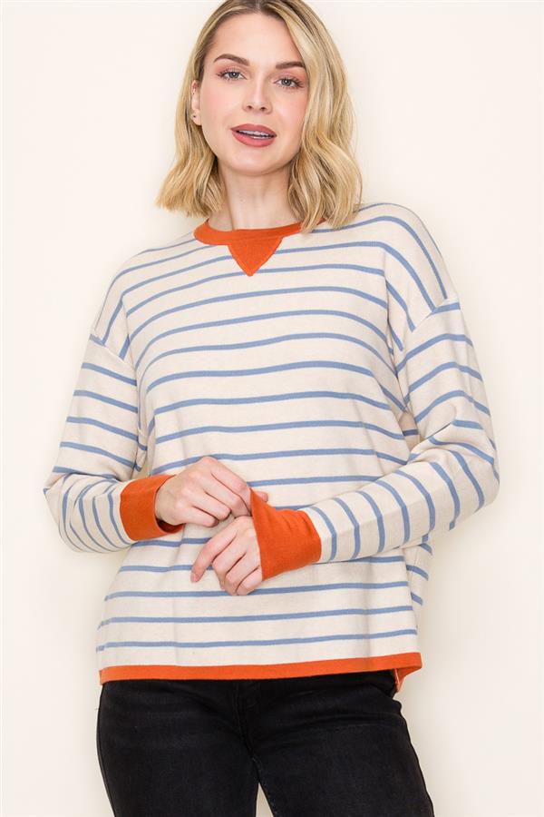 Striped Color Contrast Sweater