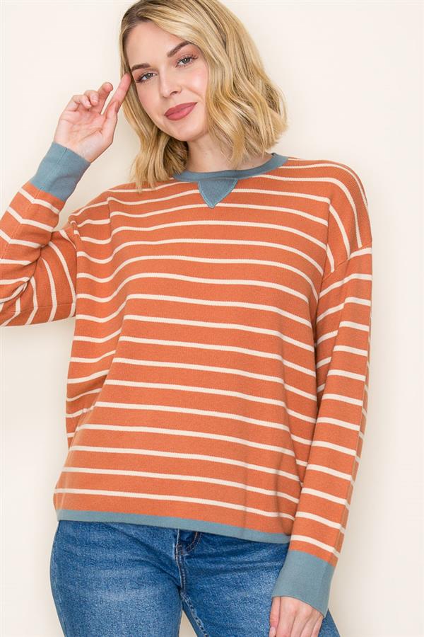 Striped Color Contrast Sweater