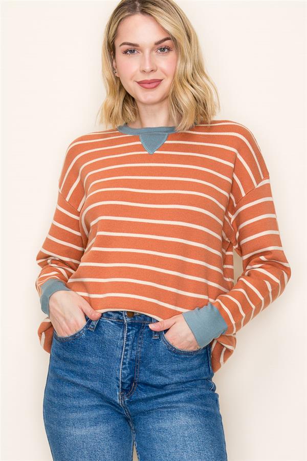 Striped Color Contrast Sweater