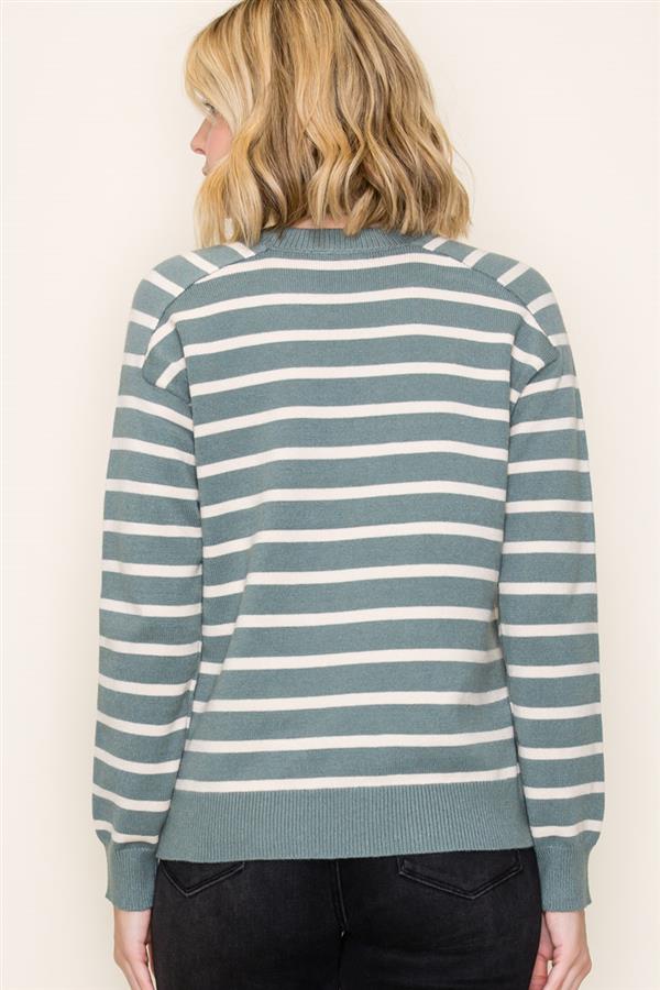Striped Raglan Long Sleeve Sweater