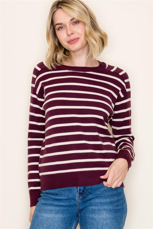 Striped Raglan Long Sleeve Sweater