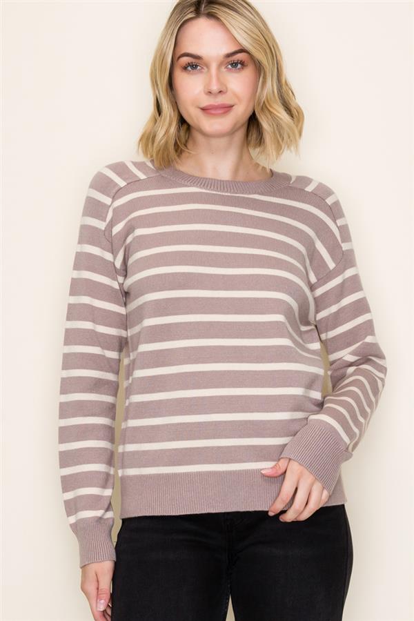 Striped Raglan Long Sleeve Sweater