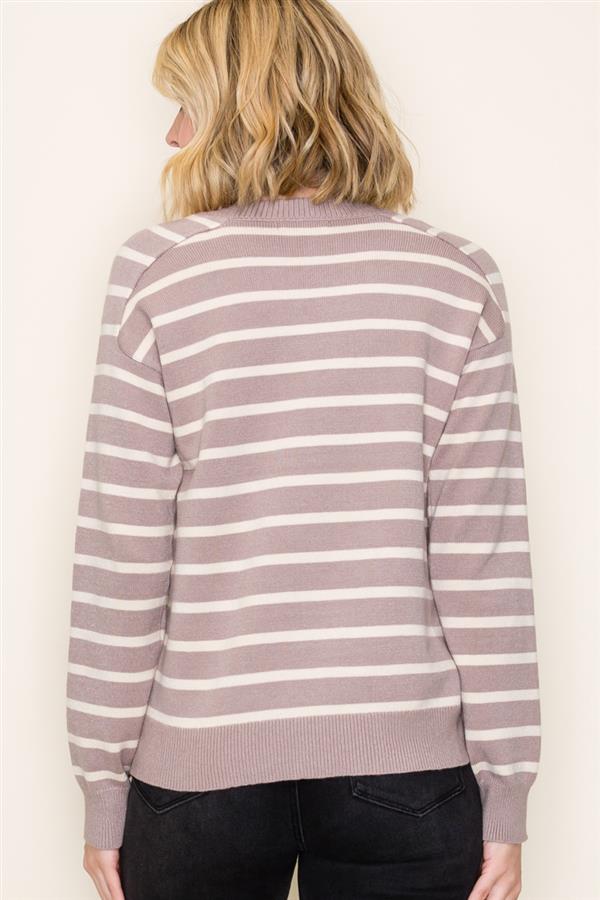 Striped Raglan Long Sleeve Sweater