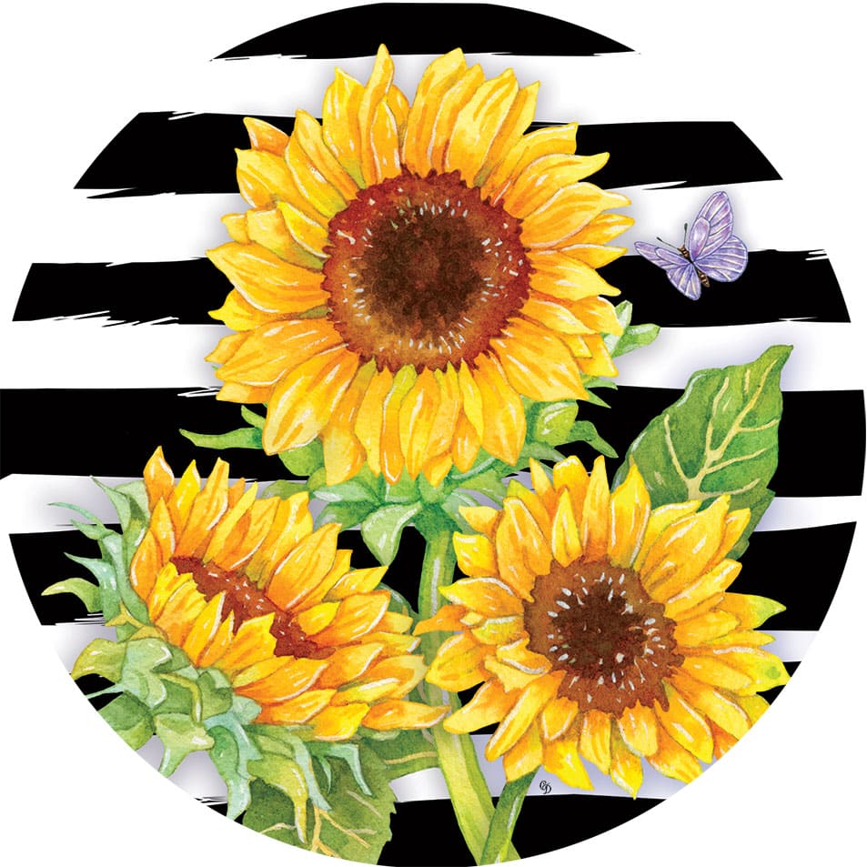 Sunflower Stripes 6" Round Accent Magnet