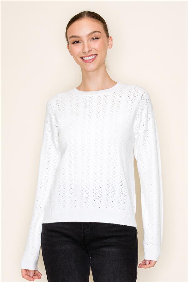 Ivory Pointelle Pullover Sweater