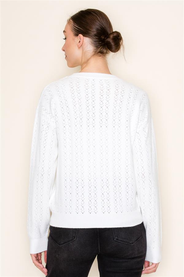 Ivory Pointelle Pullover Sweater