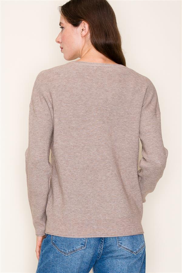 Long Sleeve Textured Crew Neck Top