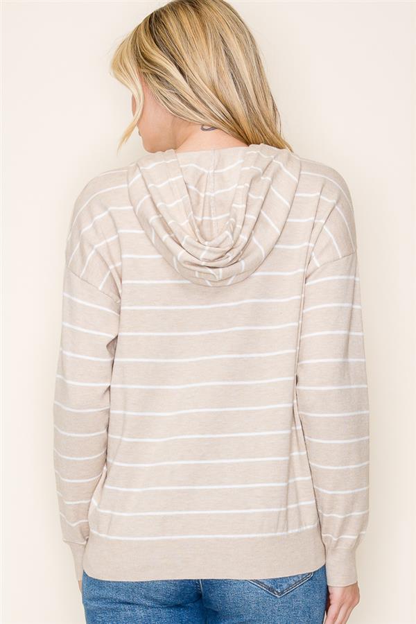 Striped Pullover Hooded Sweater